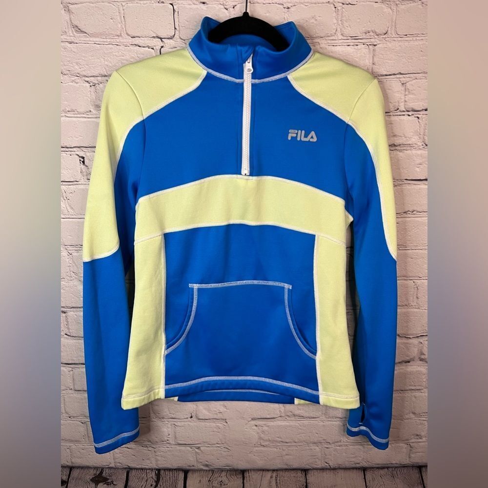 FILA Sport Performance Blue Green 1/4‎ Zip Pullover Fleece Women's Jacket Small